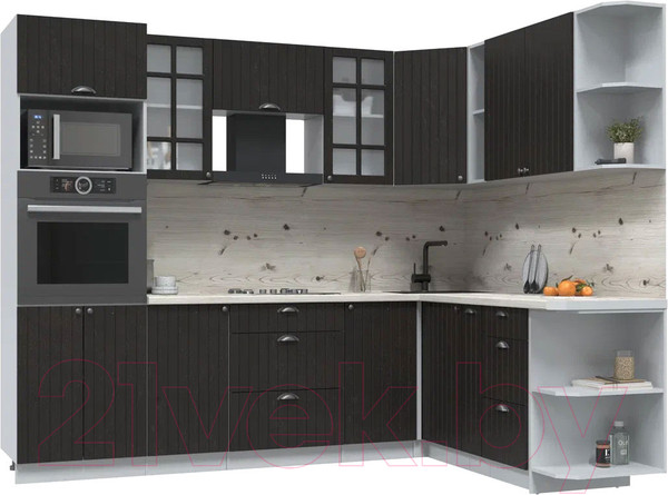 Изображение товара Кухонный гарнитур Интерлиния Берес 1.88x2.6 ВТ правая (дуб английский/бискайская сосна)