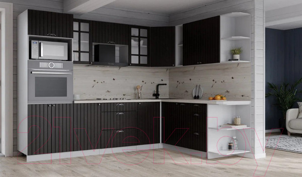 Изображение товара Кухонный гарнитур Интерлиния Берес 1.88x2.6 ВТ правая (дуб английский/бискайская сосна)