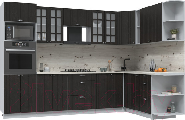 Изображение товара Кухонный гарнитур Интерлиния Берес 1.88x3.0 ВТ правая (дуб английский/бискайская сосна)