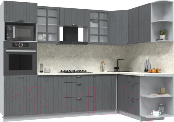 Изображение товара Кухонный гарнитур Интерлиния Берес 1.68x2.8 ВТ правая (дуб серый/дуб серый/опал светлый)