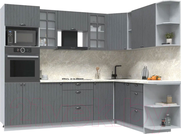 Изображение товара Кухонный гарнитур Интерлиния Берес 1.88x2.6 ВТ правая (дуб серый/дуб серый/опал светлый)