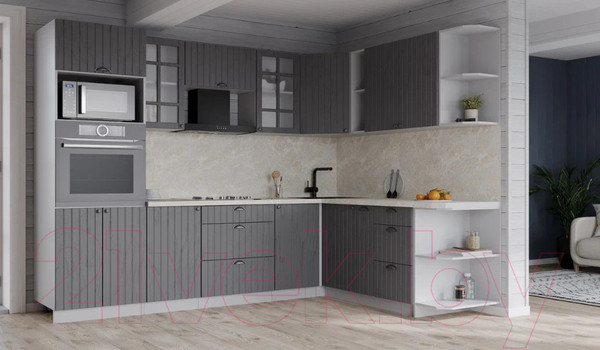 Изображение товара Кухонный гарнитур Интерлиния Берес 1.88x2.6 ВТ правая (дуб серый/дуб серый/опал светлый)