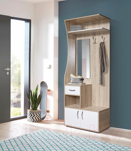 Изображение товара Секция в прихожую Мебель-Класс Толедо (левая, белый/дуб сонома)