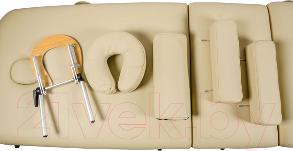 Изображение товара Массажный стол Atlas Sport Складной 3-с 70см XXL PRO с валиком с Memory Foam (деревянный/бежевый)