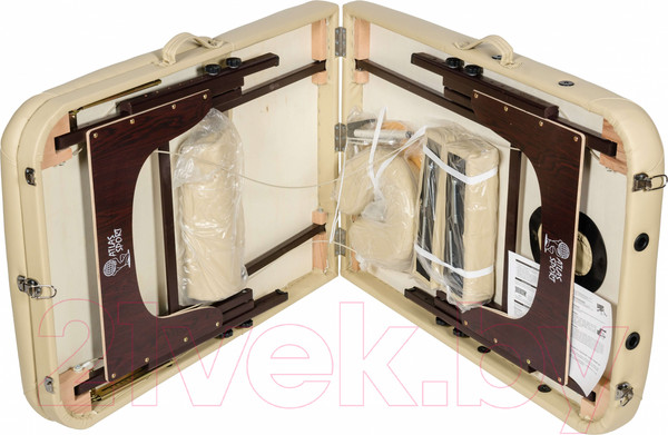 Изображение товара Массажный стол Atlas Sport Складной 3-с 70см XXL PRO с валиком с Memory Foam (деревянный/бежевый)