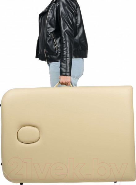 Изображение товара Массажный стол Atlas Sport Складной 3-с 70см XXL PRO с валиком с Memory Foam (деревянный/бежевый)