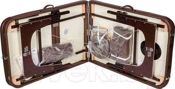 Изображение товара Массажный стол Atlas Sport Складной 3-с 70см XXL PRO с валиком с Memory Foam (деревянный/ коричневый)