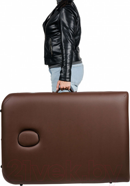 Изображение товара Массажный стол Atlas Sport Складной 3-с 70см XXL PRO с валиком с Memory Foam (деревянный/ коричневый)