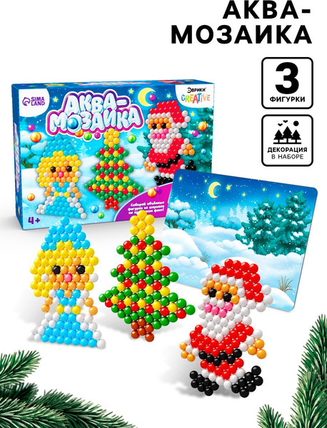 Изображение товара Развивающая игра Эврики Дед Мороз и Снегурочка. Аквамозаика с декорациями / 4378611