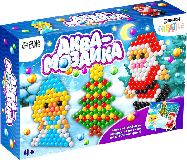 Изображение товара Развивающая игра Эврики Дед Мороз и Снегурочка. Аквамозаика с декорациями / 4378611