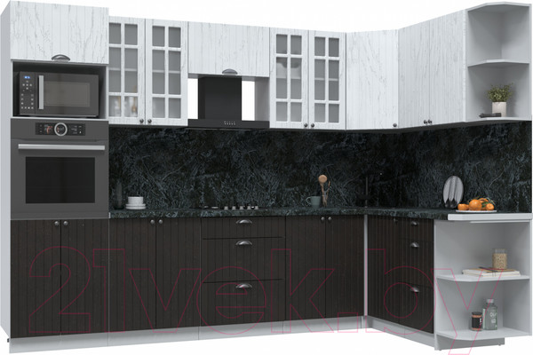 Изображение товара Кухонный гарнитур Интерлиния Берес 1.68x3.0 ВТ правая (дуб английский/дуб полярный/кастилло темный)