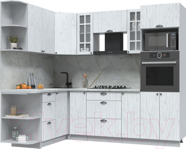 Изображение товара Кухонный гарнитур Интерлиния Берес 1.68x2.4 ВТ левая (дуб полярный/серый каспий)