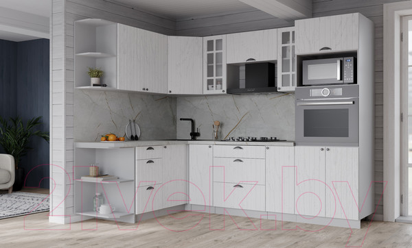 Изображение товара Кухонный гарнитур Интерлиния Берес 1.68x2.4 ВТ левая (дуб полярный/серый каспий)