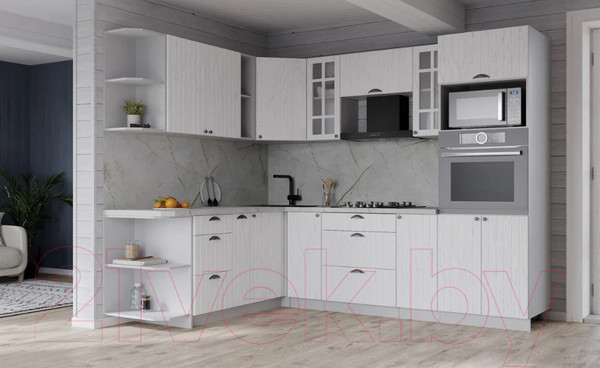 Изображение товара Кухонный гарнитур Интерлиния Берес 1.88x2.4 ВТ левая (дуб полярный/серый каспий)