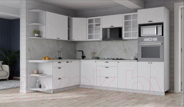 Изображение товара Кухонный гарнитур Интерлиния Берес 1.88x2.8 ВТ левая (дуб полярный/серый каспий)