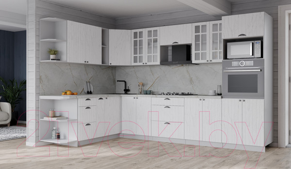 Изображение товара Кухонный гарнитур Интерлиния Берес 1.88x3.0 ВТ левая (дуб полярный/серый каспий)