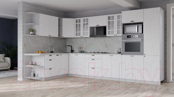 Изображение товара Кухонный гарнитур Интерлиния Берес 1.88x3.4 ВТ левая (дуб полярный/серый каспий)