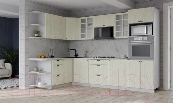 Изображение товара Кухонный гарнитур Интерлиния Берес 1.68x2.8 ВТ левая (дуб снежный/серый каспий)