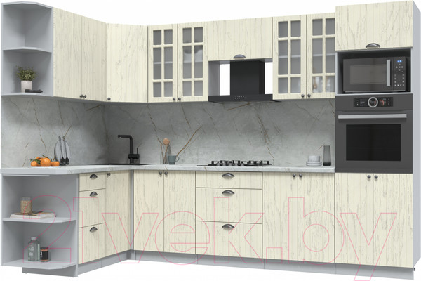 Изображение товара Кухонный гарнитур Интерлиния Берес 1.68x3.0 ВТ левая (дуб снежный/серый каспий)