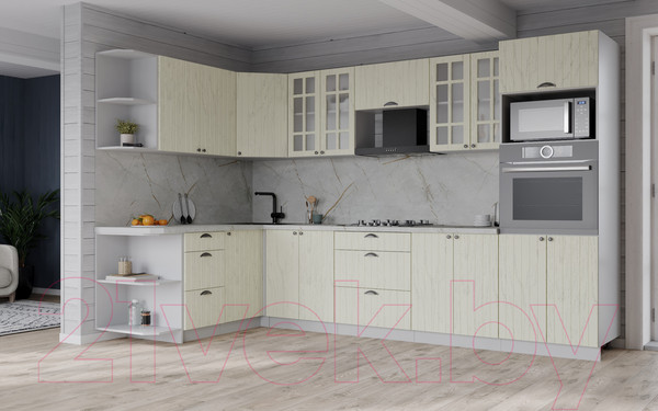 Изображение товара Кухонный гарнитур Интерлиния Берес 1.68x3.0 ВТ левая (дуб снежный/серый каспий)