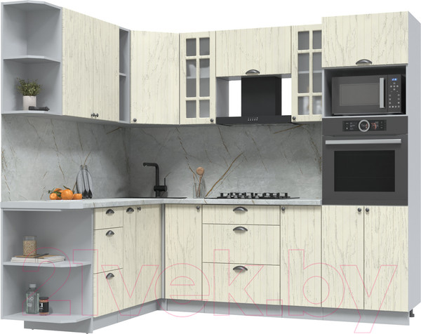 Изображение товара Кухонный гарнитур Интерлиния Берес 1.88x2.4 ВТ левая (дуб снежный/серый каспий)