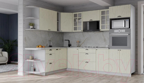 Изображение товара Кухонный гарнитур Интерлиния Берес 1.88x2.6 ВТ левая (дуб снежный/серый каспий)