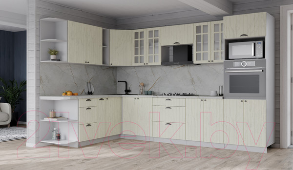 Изображение товара Кухонный гарнитур Интерлиния Берес 1.88x3.0 ВТ левая (дуб снежный/серый каспий)