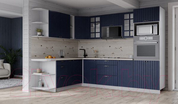 Изображение товара Кухонный гарнитур Интерлиния Берес 1.88x2.6 ВТ левая (дуб королевский/бискайская сосна)