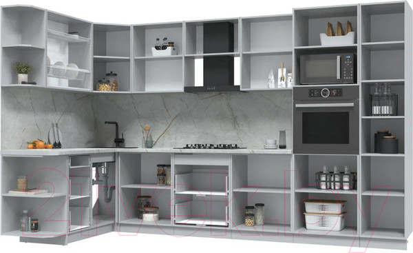 Изображение товара Кухонный гарнитур Интерлиния Берес 1.68x3.4 ВТ левая (дуб королевский/бискайская сосна)