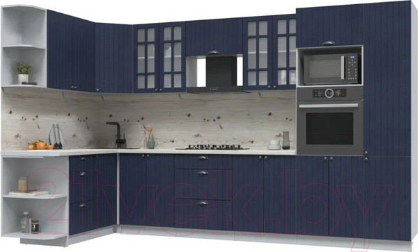 Изображение товара Кухонный гарнитур Интерлиния Берес 1.68x3.4 ВТ левая (дуб королевский/бискайская сосна)