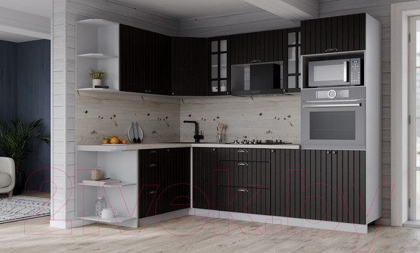 Изображение товара Кухонный гарнитур Интерлиния Берес 1.68x2.4 ВТ левая (дуб английский/бискайская сосна)