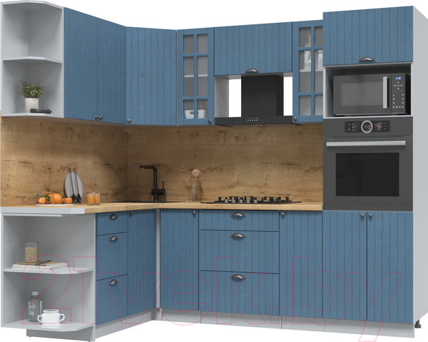 Изображение товара Кухонный гарнитур Интерлиния Берес 1.68x2.4 ВТ левая (дуб лазурный/дуб бунратти)