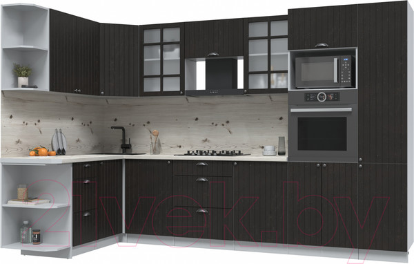 Изображение товара Кухонный гарнитур Интерлиния Берес 1.68x3.2 ВТ левая (дуб английский/бискайская сосна)