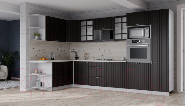 Изображение товара Кухонный гарнитур Интерлиния Берес 1.68x3.2 ВТ левая (дуб английский/бискайская сосна)