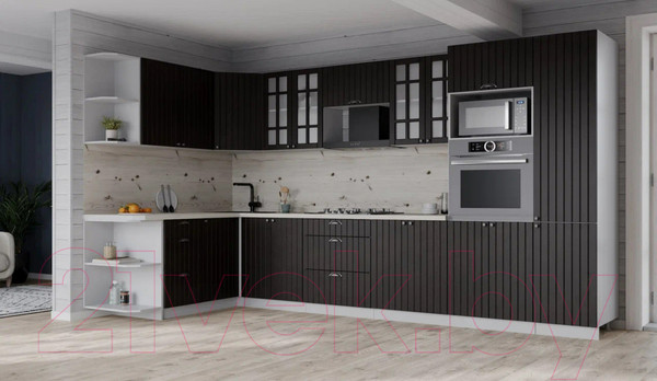 Изображение товара Кухонный гарнитур Интерлиния Берес 1.68x3.4 ВТ левая (дуб английский/бискайская сосна)