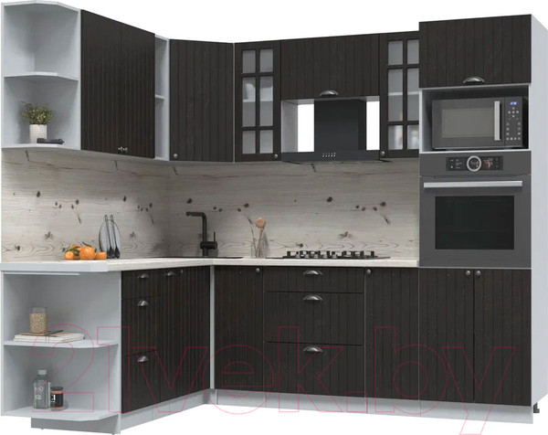 Изображение товара Кухонный гарнитур Интерлиния Берес 1.88x2.4 ВТ левая (дуб английский/бискайская сосна)