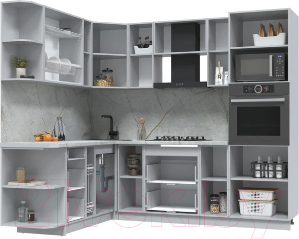 Изображение товара Кухонный гарнитур Интерлиния Берес 1.88x2.4 ВТ левая (дуб английский/бискайская сосна)