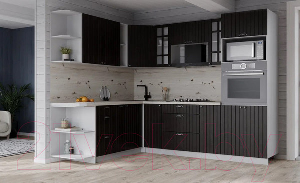 Изображение товара Кухонный гарнитур Интерлиния Берес 1.88x2.4 ВТ левая (дуб английский/бискайская сосна)