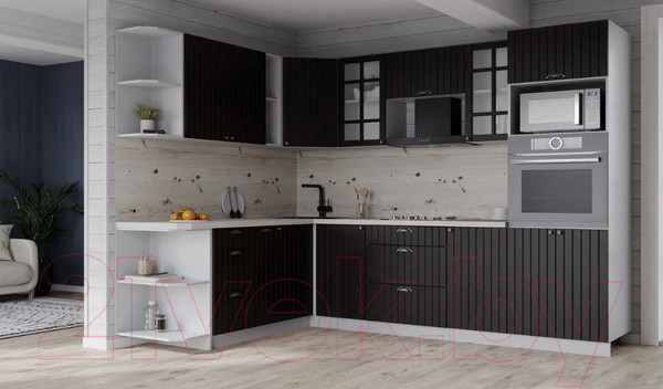 Изображение товара Кухонный гарнитур Интерлиния Берес 1.88x2.6 ВТ левая (дуб английский/бискайская сосна)