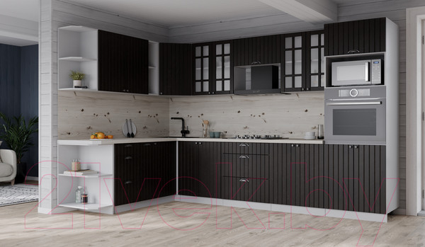 Изображение товара Кухонный гарнитур Интерлиния Берес 1.88x3.0 ВТ левая (дуб английский/бискайская сосна)