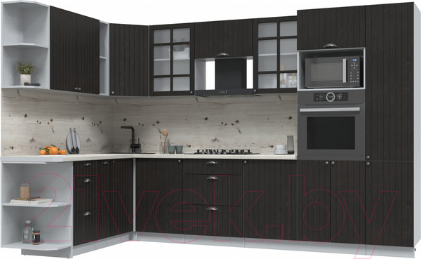 Изображение товара Кухонный гарнитур Интерлиния Берес 1.88x3.2 ВТ левая (дуб английский/бискайская сосна)