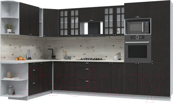 Изображение товара Кухонный гарнитур Интерлиния Берес 1.88x3.4 ВТ левая (дуб английский/бискайская сосна)