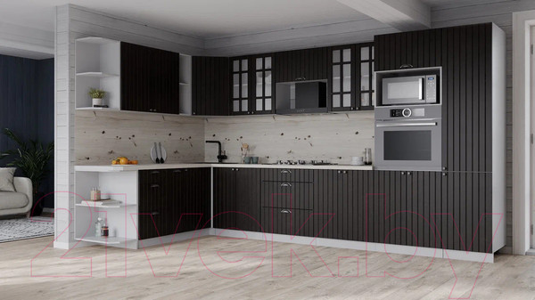 Изображение товара Кухонный гарнитур Интерлиния Берес 1.88x3.4 ВТ левая (дуб английский/бискайская сосна)