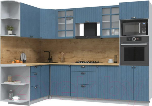 Изображение товара Кухонный гарнитур Интерлиния Берес 1.68x2.8 ВТ левая (дуб лазурный/дуб бунратти)
