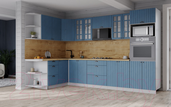 Изображение товара Кухонный гарнитур Интерлиния Берес 1.68x3.0 ВТ левая (дуб лазурный/дуб бунратти)