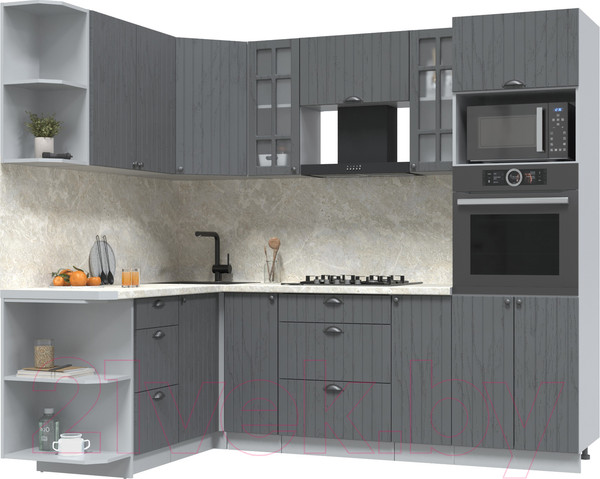 Изображение товара Кухонный гарнитур Интерлиния Берес 1.68x2.4 ВТ левая (дуб серый/опал светлый)