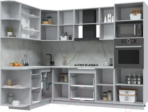 Изображение товара Кухонный гарнитур Интерлиния Берес 1.68x2.6 ВТ левая (дуб серый/опал светлый)