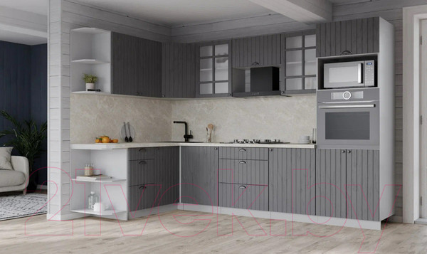 Изображение товара Кухонный гарнитур Интерлиния Берес 1.68x2.8 ВТ левая (дуб серый/опал светлый)