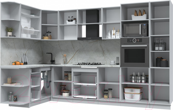 Изображение товара Кухонный гарнитур Интерлиния Берес 1.68x3.2 ВТ левая (дуб серый/опал светлый)