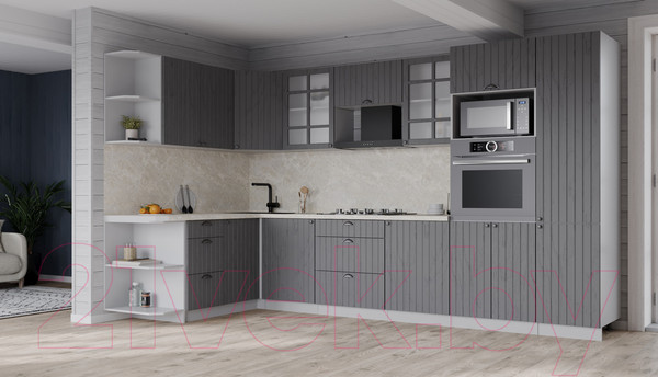 Изображение товара Кухонный гарнитур Интерлиния Берес 1.68x3.2 ВТ левая (дуб серый/опал светлый)